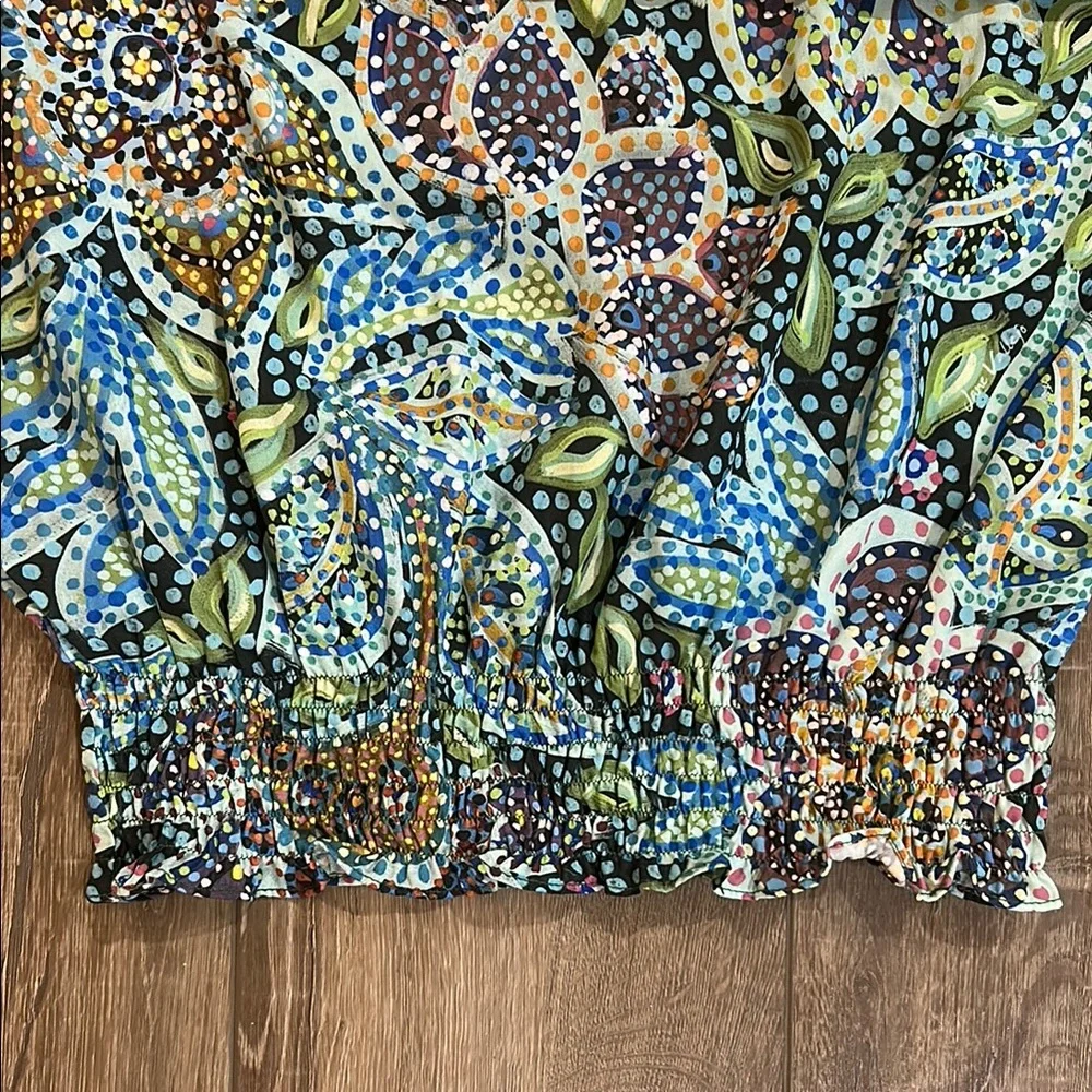 NWOT - ART MOSAIC FASHION by JANE VALLEJO Colorful Cinch Waist Women's Blouse - Picture 5 of 9